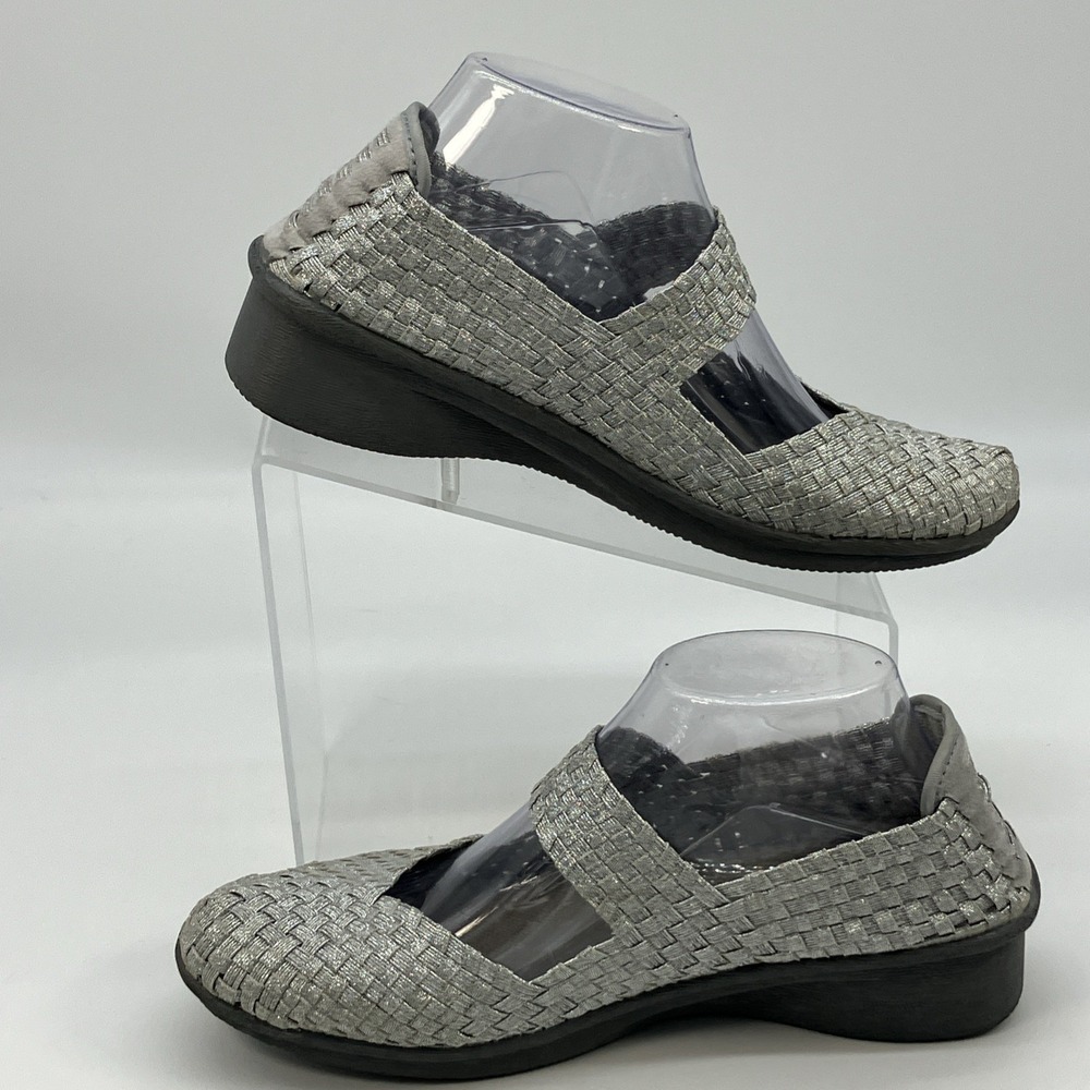 C C Resorts Silver Metallic‎ Slip On Shoes Womens 10 Woven Sparkle Comfortcore